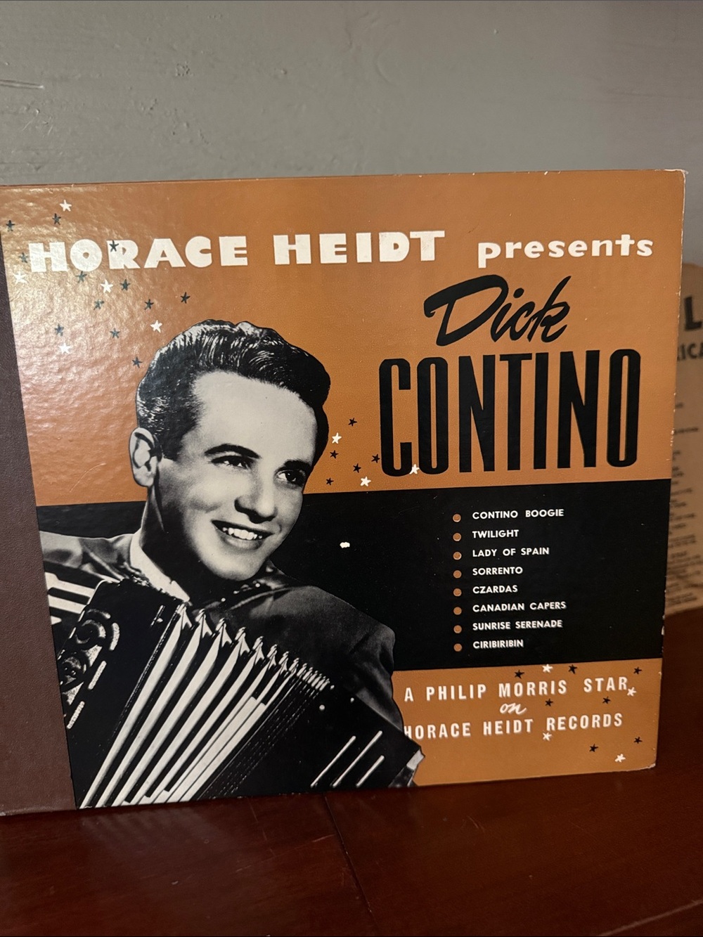 Dick Contino Horace Heidt Record Cover - Orange & Black Vintage Art
